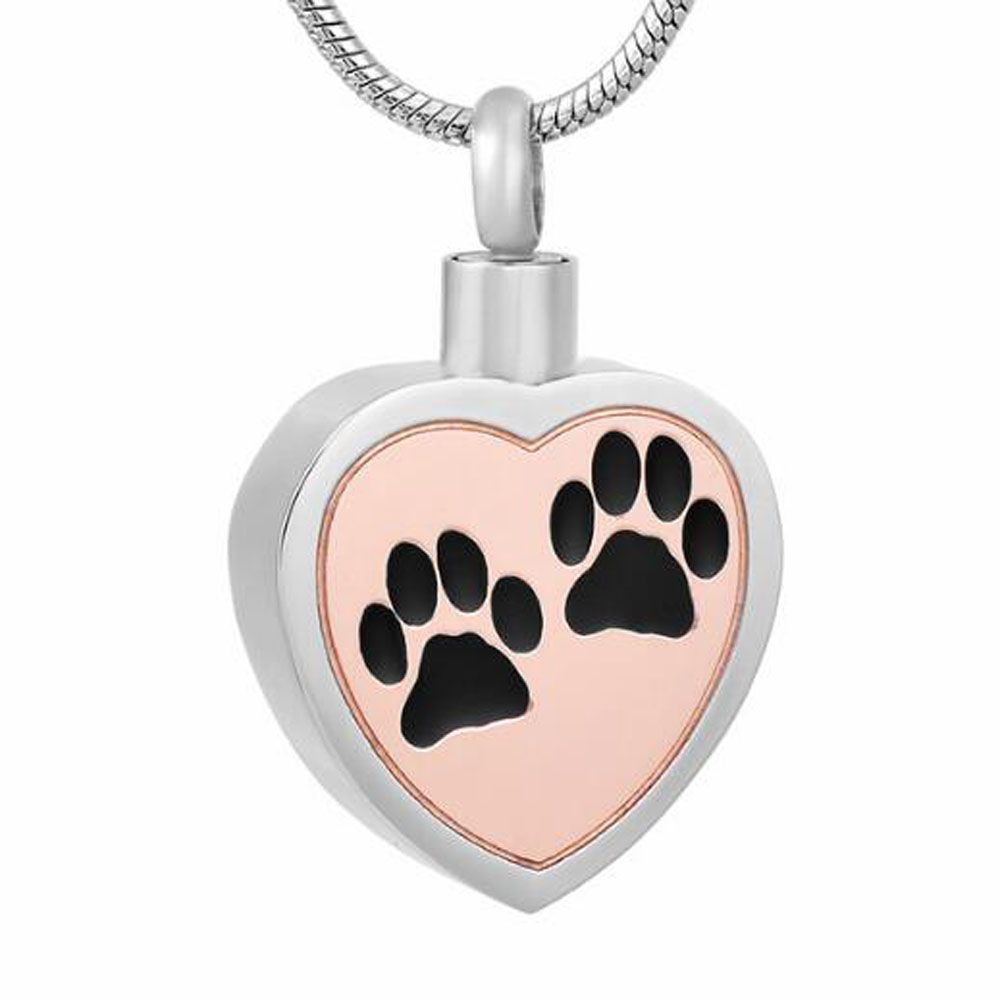 Wholesale Fashion Jewelry Pet Memorial Jewelry Double Dog Paw Print On My Heart Stainless Steel