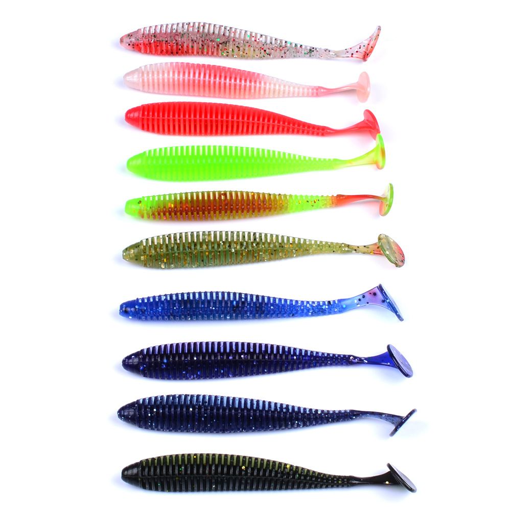 Lot of 6 Grub Worm Soft Jelly Lure Drop Shot Fishing Tackle Bait 6cm2.36inch