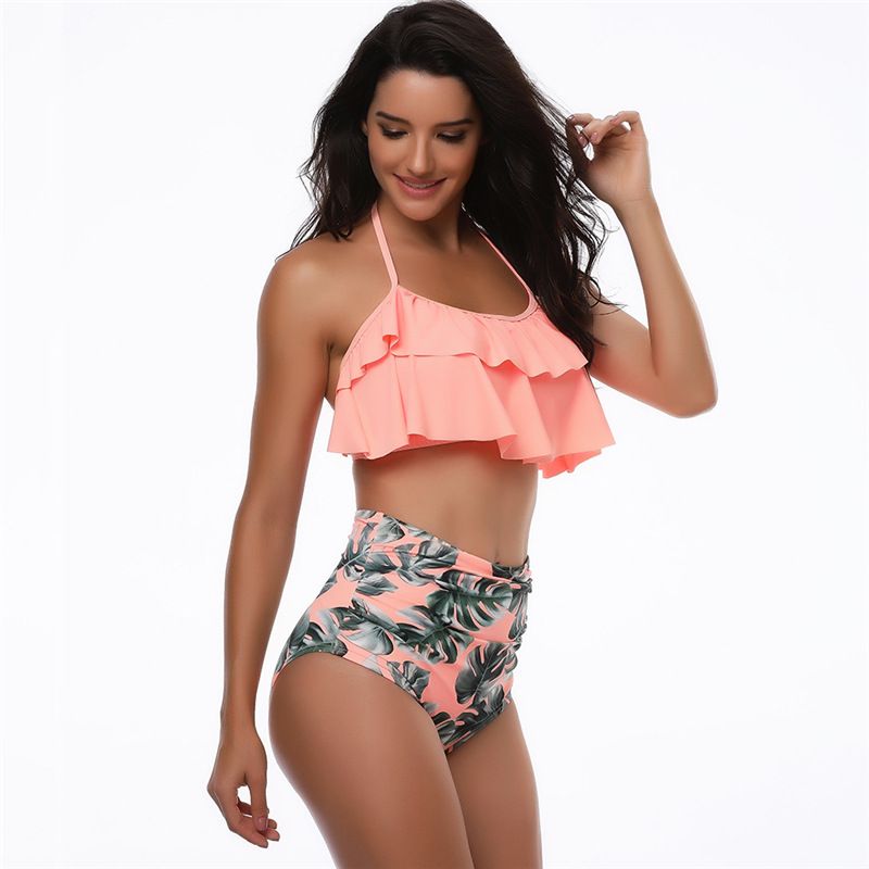 Acquista Costumi Da Bagno Donna A Vita Alta Costumi Da Bagno Bikini Ruffles  2 Pezzi Costumi Da Bagno Donna Estate Abbigliamento Da Mare Costumi Da  Bagno Costumi Da Bagno Bikini 2018 Nuovo