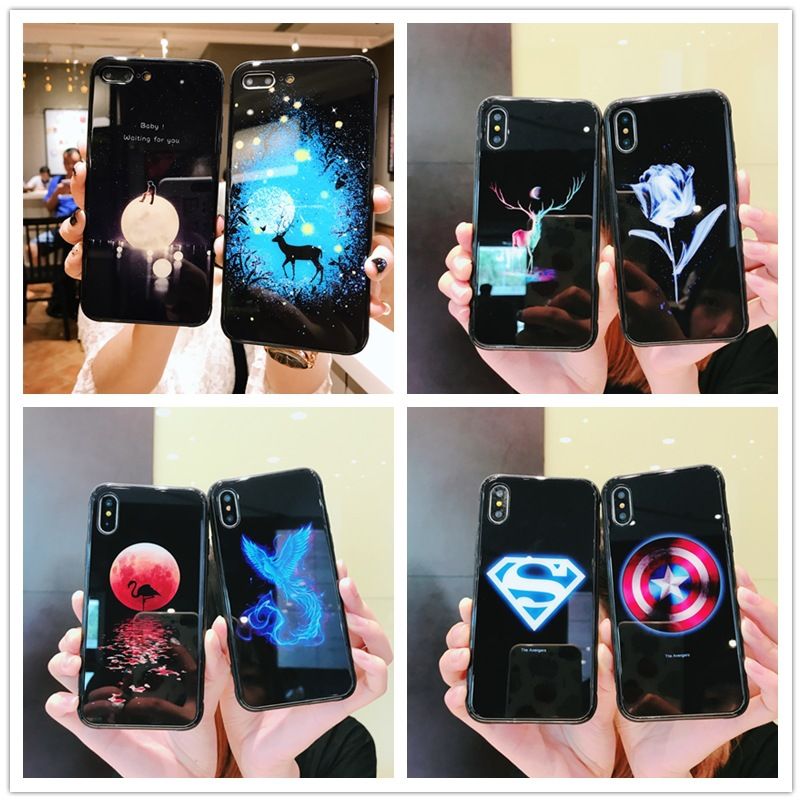 Luminous Light Tempered Glass Phone Case For Iphone X 8 7 6 6s