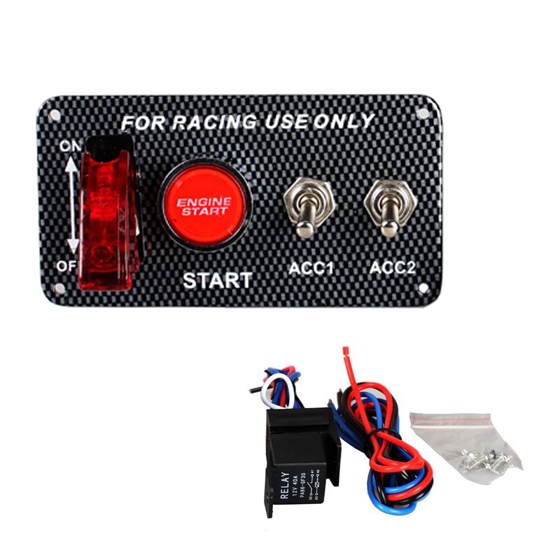 Carbon Fiber Double Position 12v Lgnition Switch Panel Racing Car Start Switch Engine Start Push Button Led Toggle Used Body Parts For Cars Used Car