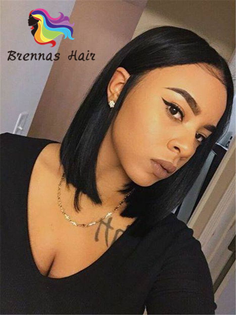 Hot Sale Natural Black Short Straight Bob Wig 130 Density African