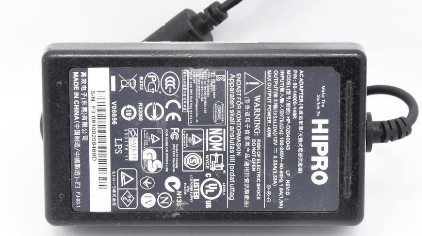 HIPRO HP-O2040D43 50-14000-148R 12V 3.33a AC Power Adapter