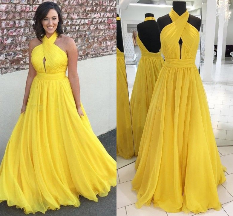 yellow dinner dresses for ladies