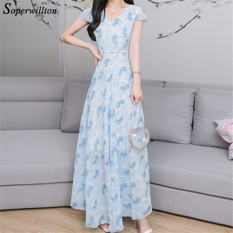 short sleeve chiffon maxi dress