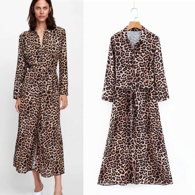 long sleeve animal print maxi dress