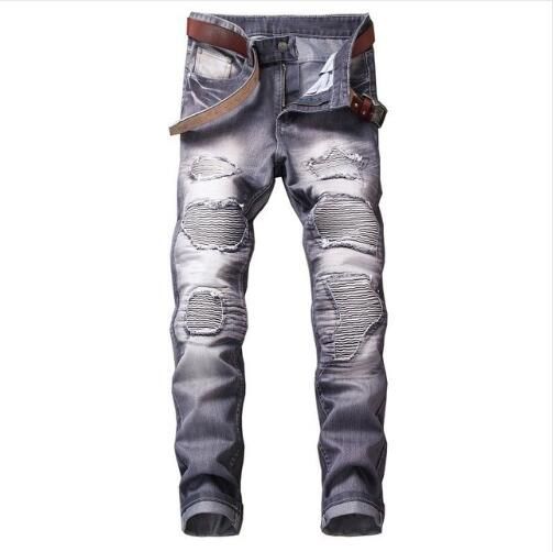 Compre Venda Quente 2018 Primavera Outono Nova Calça Jeans Street Jeans Rasgado Moda Mendigo Patch Retro Denim Calças Cinza Vermelho Plus Size Jeans De Ly_topfashion, $160,09 | Pt.Dhgate.Com