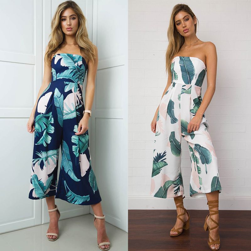tropical leaf jumpsuit