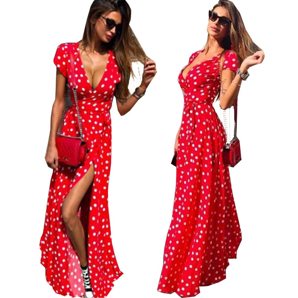 red and white polka dress