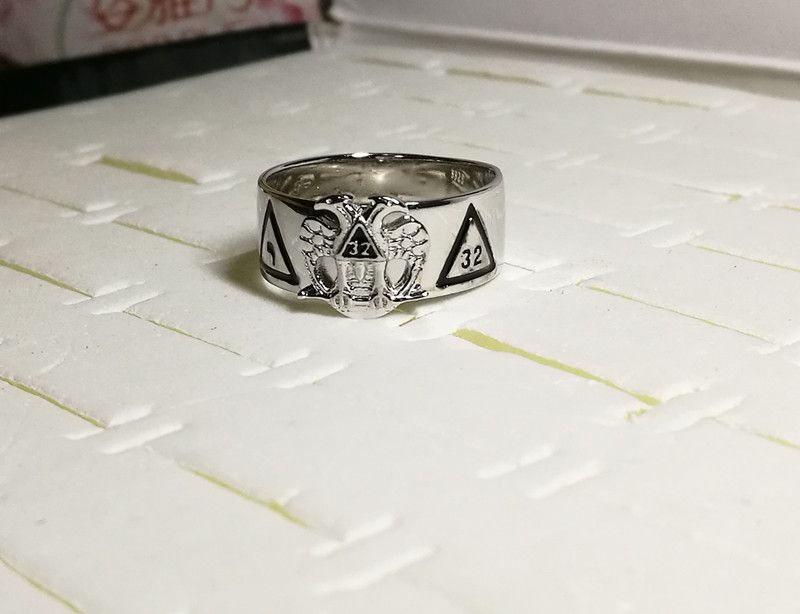 Size 16 925 Sterling Silver Masonic Mens Ring Scottish Rite