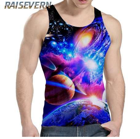 21 Raisevern Mens Tank Top Undershirts Sexy Summer 3d Galaxy Space Printed Top Tees Shirts Sleeveless Stringer Sinlets Bodybuilding From Architags 16 67 Dhgate Com