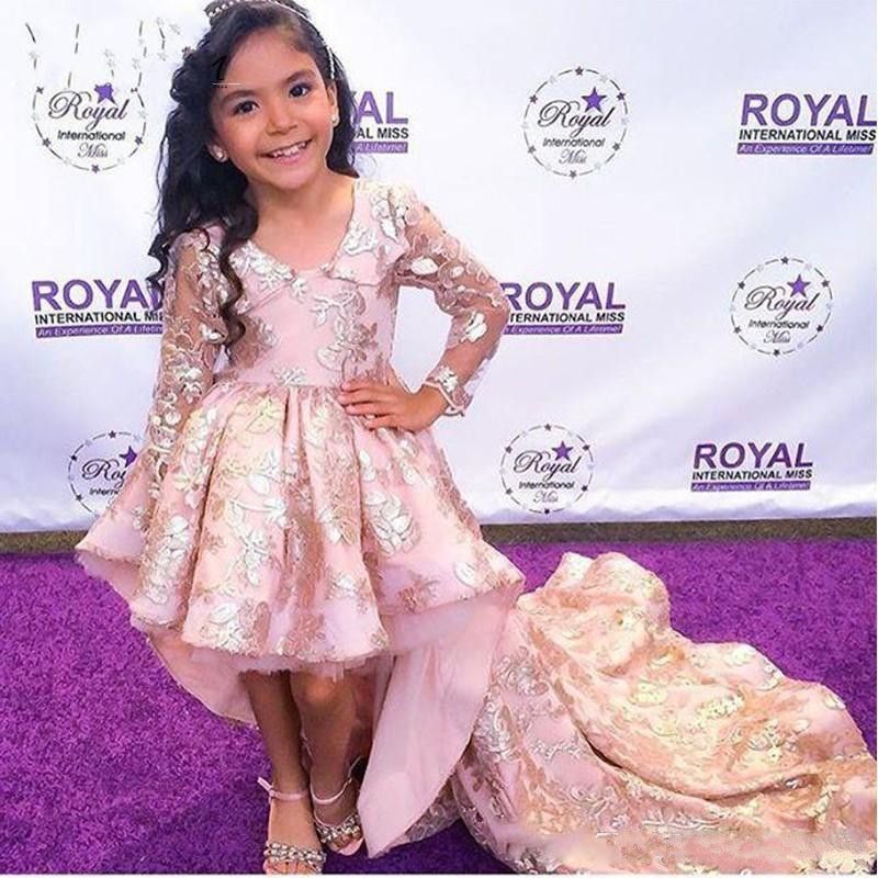Vestidos de fiesta de graduación para niños Vestidos de niña de flores de color rosa alto- Vestidos de fiesta de graduación para niños Vestidos de niña de flores de color rosa alto-