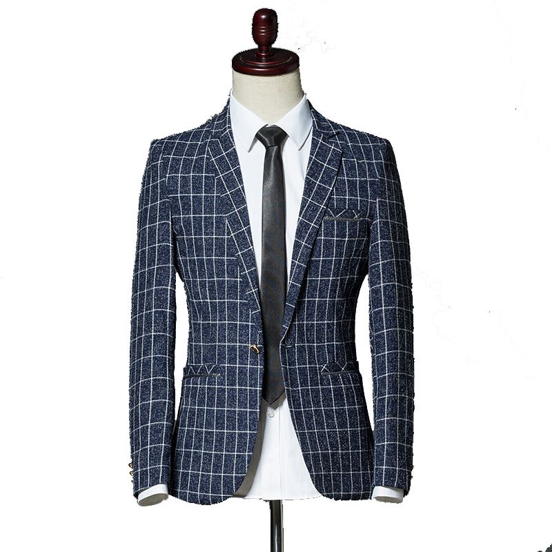 navy blue checkered blazer
