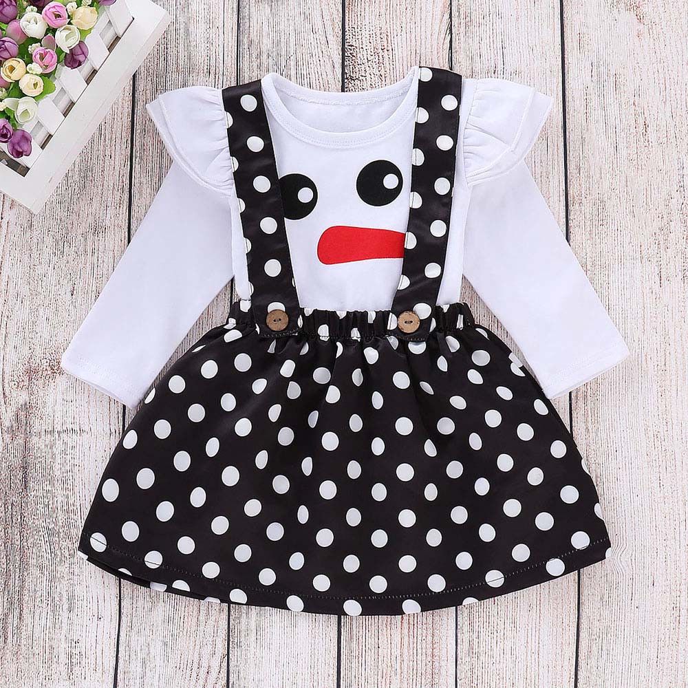 Christmas Toddler Baby Kid Girl Polka Dot Long Sleeve Cotton T-shirt Top Clothes