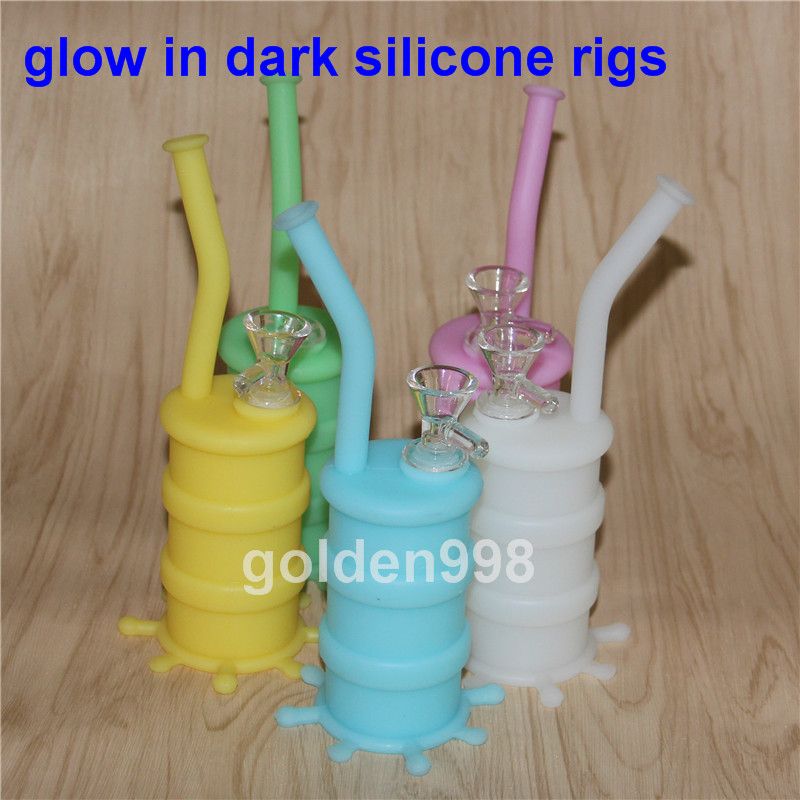 2020 Popular Silicon Rigs Silicone Hookah Bongs Glow In Dark Silicon