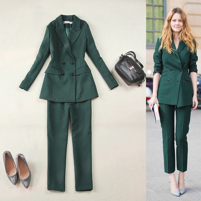 olive green blazer womens outfit