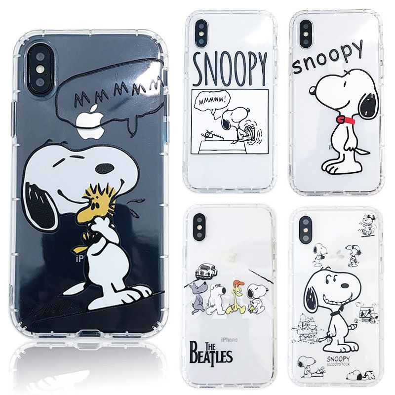 Bolsillo de Tarjeta de Snoopy Lindo TPU Cuero Estuche Cubierta para iPhone XS Max XR 8 7 X 6 Plus 