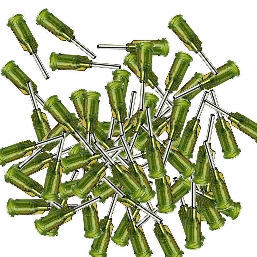 100 piezas Aguja dispensadora 1/2 18G aguja roma Dispensador de líquido industrial con Luer Lock para distribución Aceite Pegamento Líquido y Tinta 