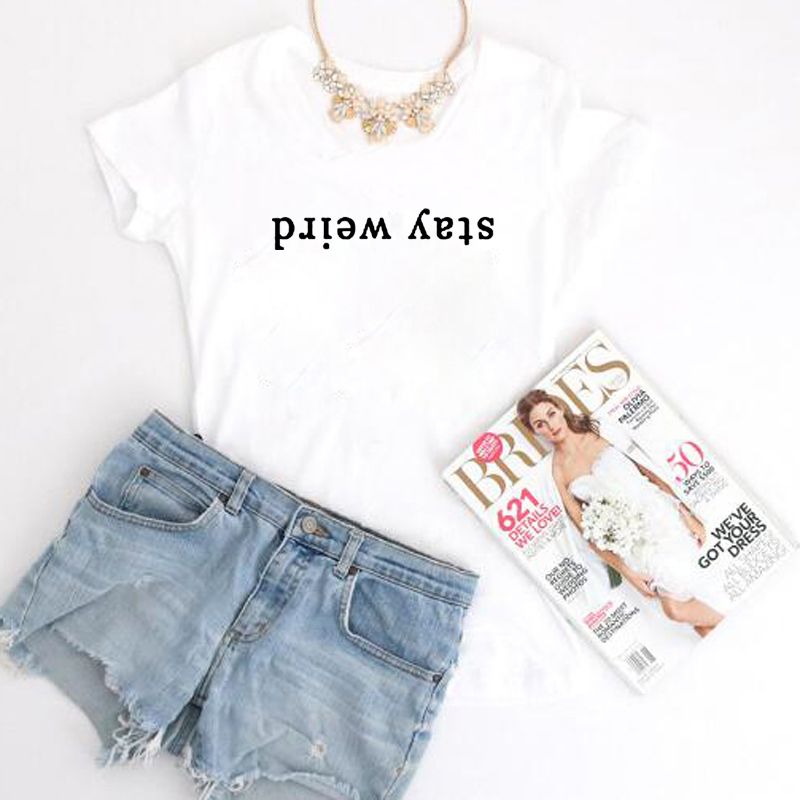 Ladies T-Shirt Dress Summer STAY WEIRD Funny Womens Fashion