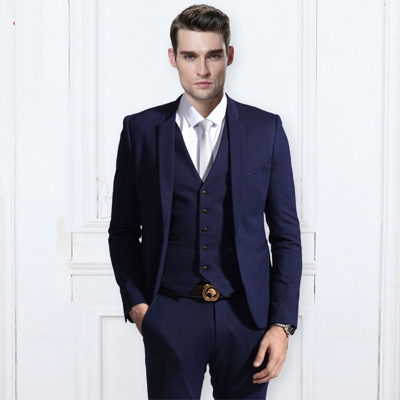 Acquista Abiti Da Uomo Blu Scuro Abiti Da Sposo Smoking Da Sposo