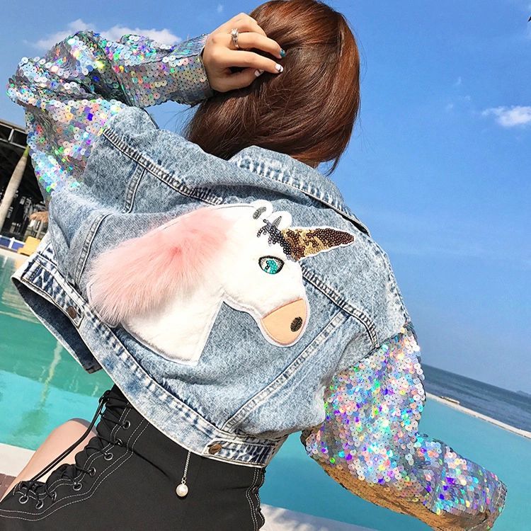 sequin unicorn jacket