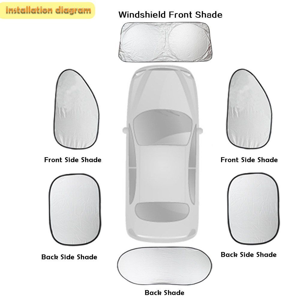 FUNRE 4pcs del Frente del Coche de Lado Trasero de Sun de la Ventana la Cortina del Visera Cubierta del Acoplamiento magn/ético de la sombrilla de la sombrilla de Aislamiento Escudo de protecci/ón UV
