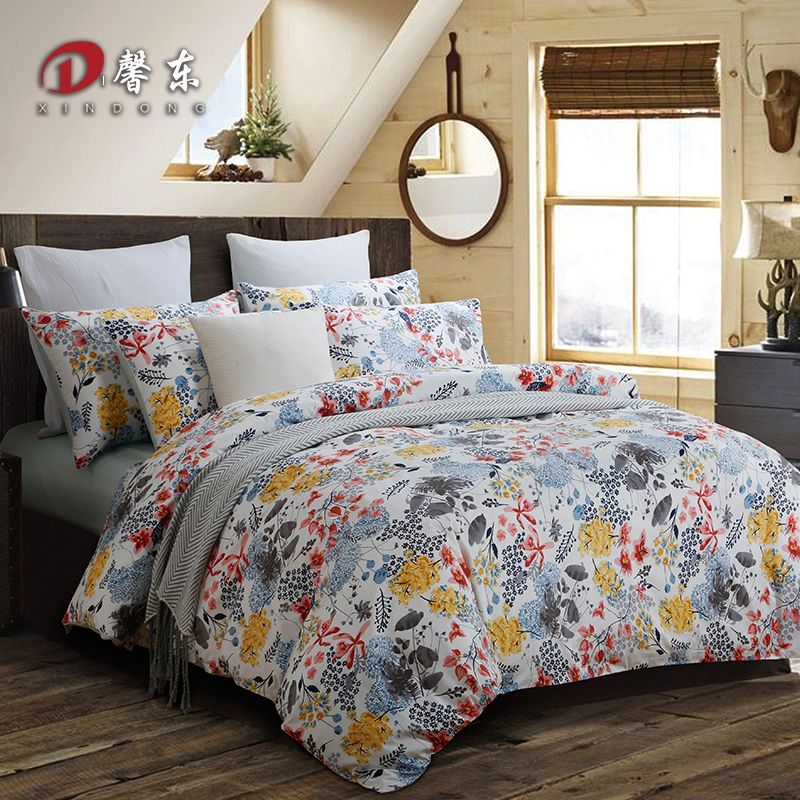 Luxury Egyptian Cotton Bedding Set Colorful Floral Satin Bed Set