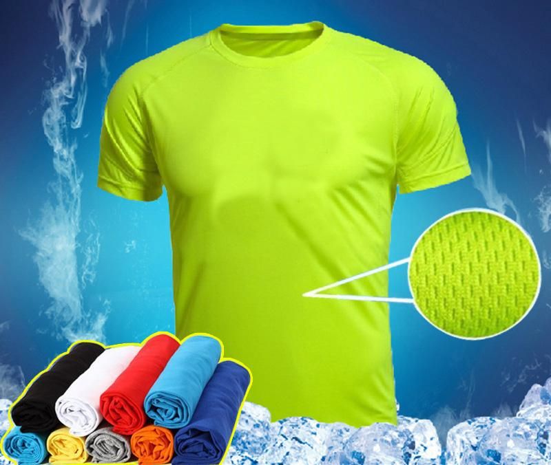 Round Neck Cooling T Shirt Sports Breathable Solid Color Men Women