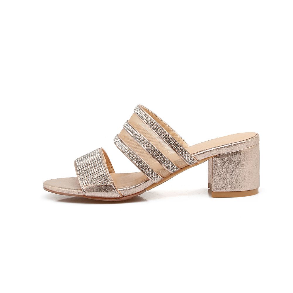 gold medium heel sandals