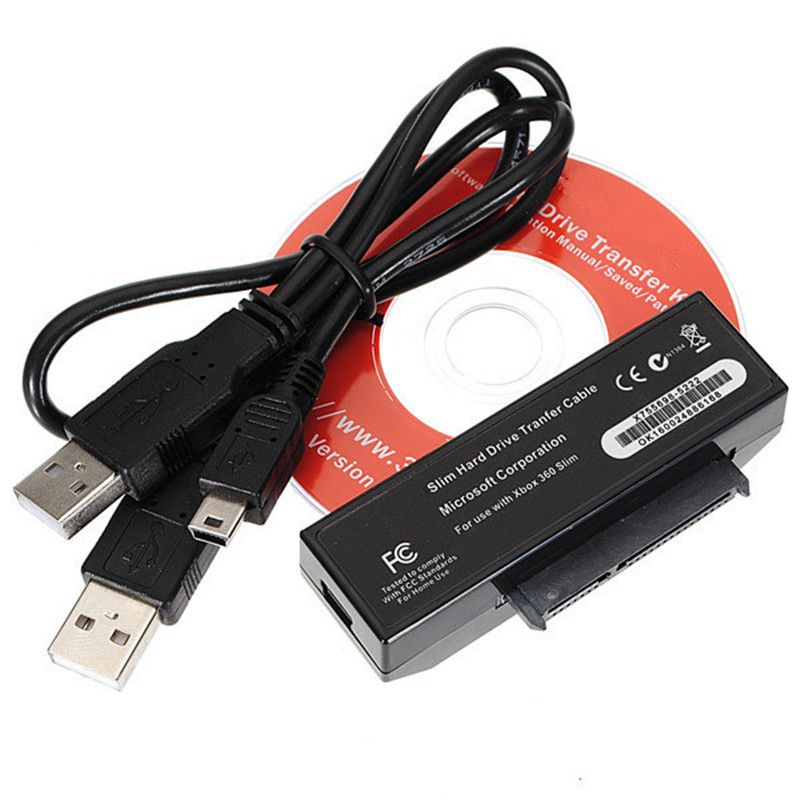 Parts & Accessories USB Hard Drive Data Transfer Cable HDD Cord Kit for X Box 360 Slim to PC Black