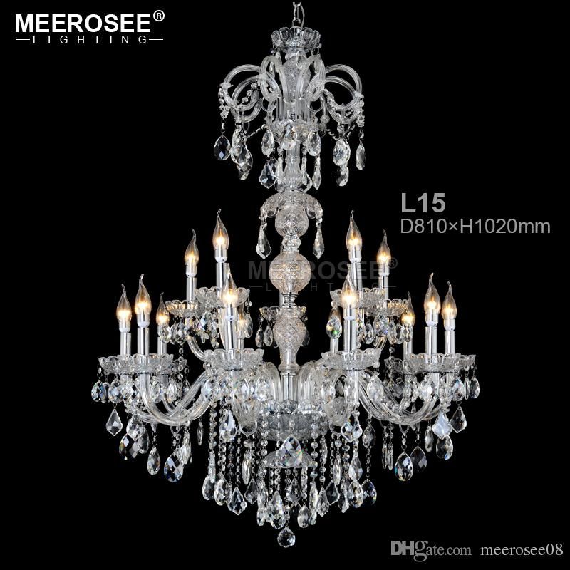 Good Quality Crystal Chandelier Lamp Glass Clear Crystal Hanging Lamparas 15 Arms Drop Lustre For Living Room Hotel Project Small Chandeliers Bedroom