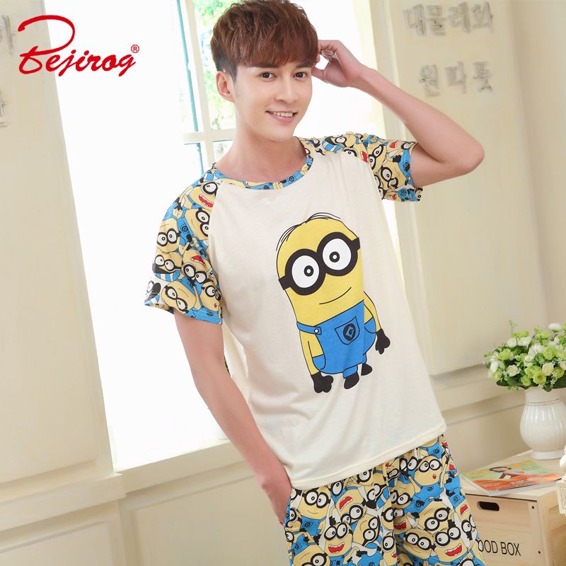 Conjunto De Pijamas De Corta De Dibujos Animados De Bejirog Para Hombres, Minions, Ropa De Dormir, Más Tamaño, Pijamas, Ropa De Dormir De O Homedress En De 23,94