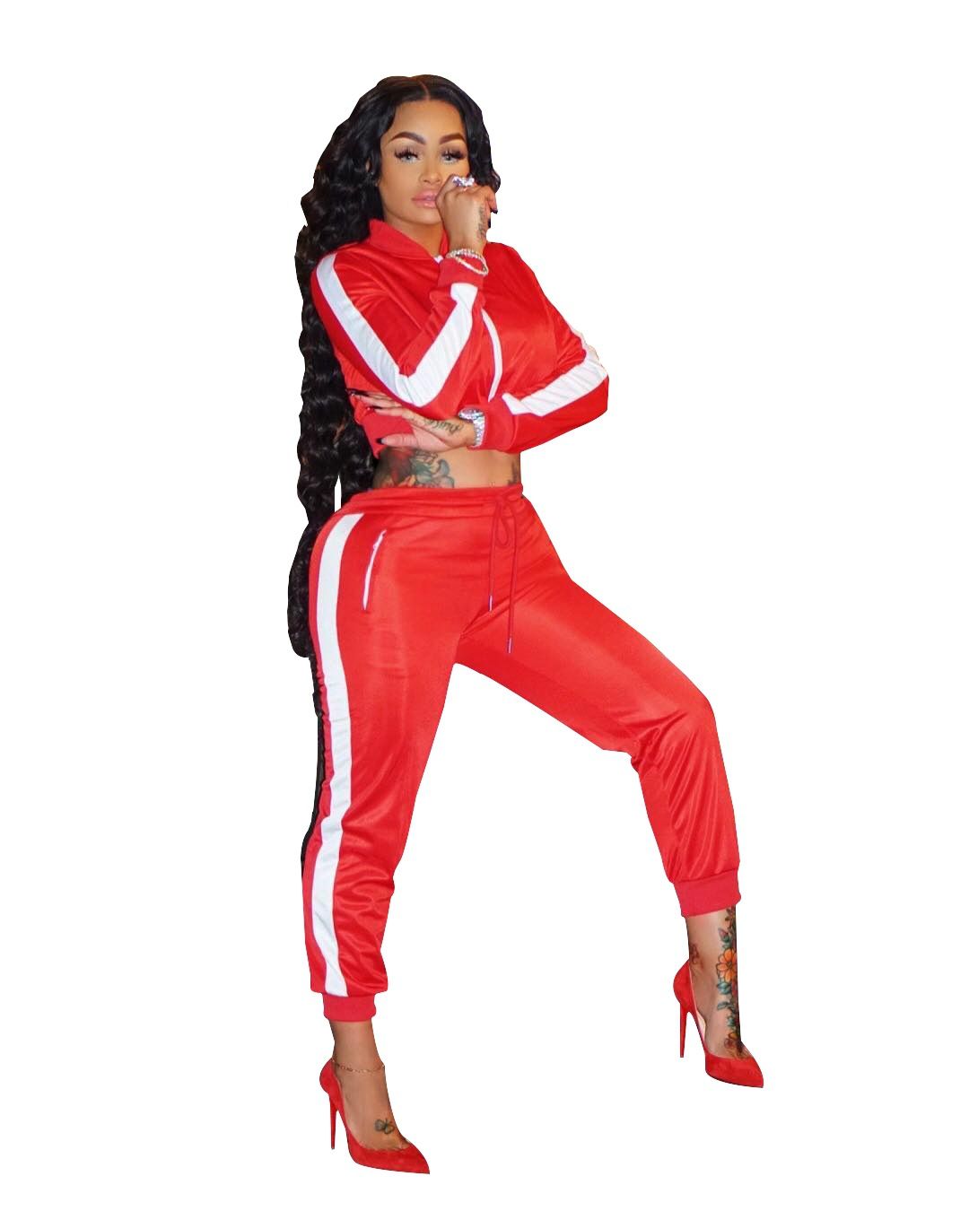 red womens sweatsuit