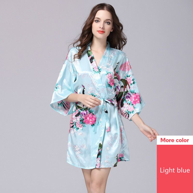 Camisón De Seda Para Mujer Estampado De Pavo Real De Seda Si Camisón De Seda Para Mujer Estampado De Pavo Real De Seda Si