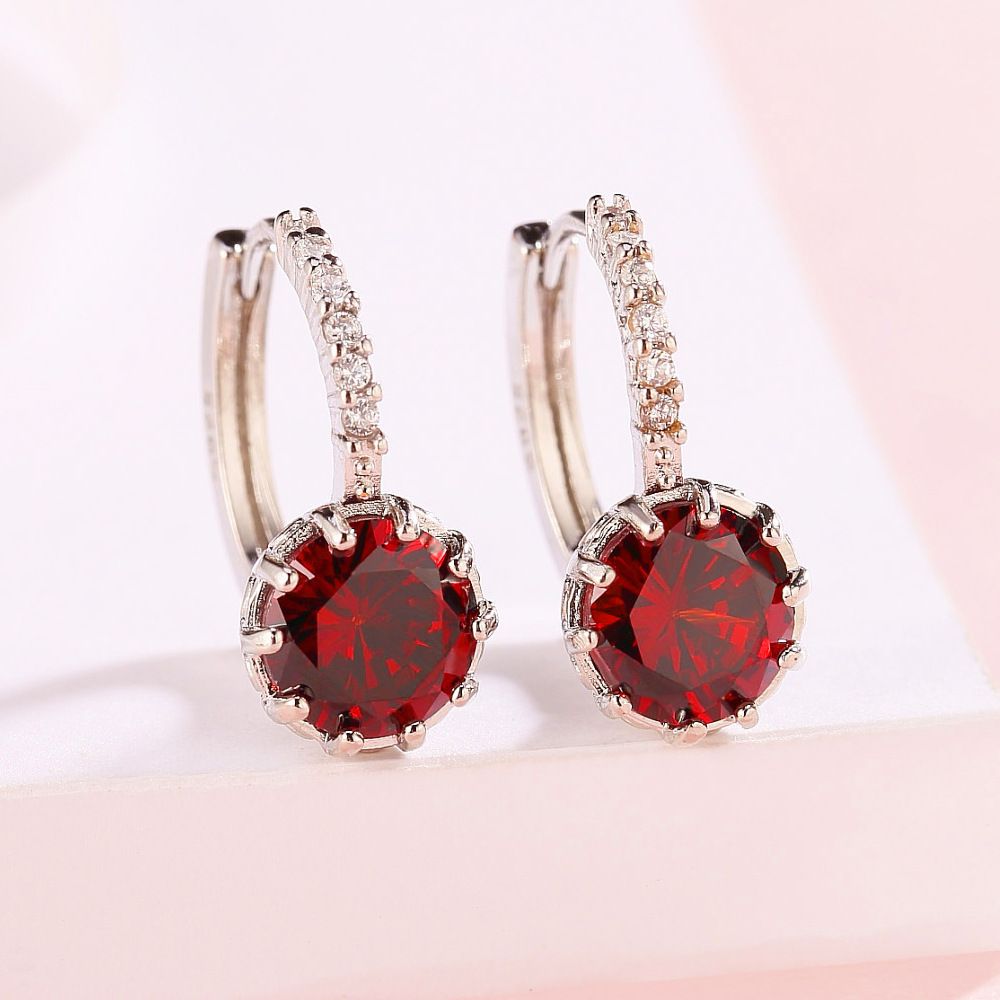  Earrings Quality Metallic Earrings Fashion Earing Accessories Blue and Red Color Crystal Stud Silver and Gold Plated