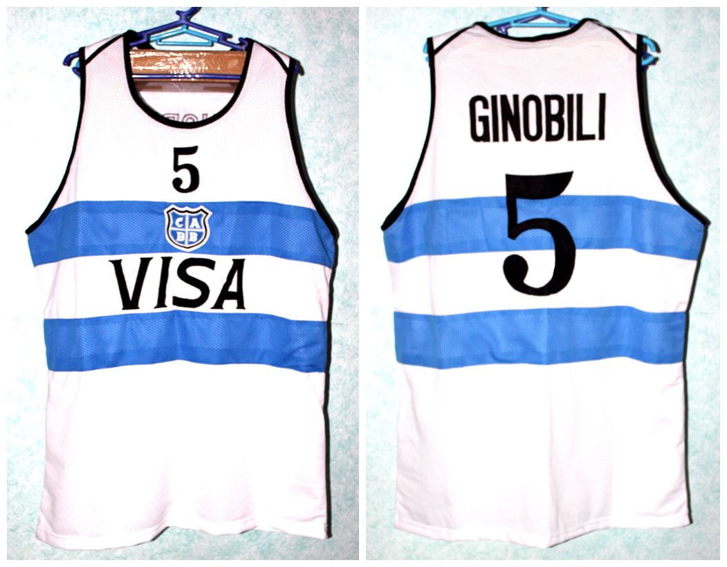 #5 Manu Ginobili Visa Team Argentina Retro Classic Basketball Jersey Mens Stitched Custom Number 