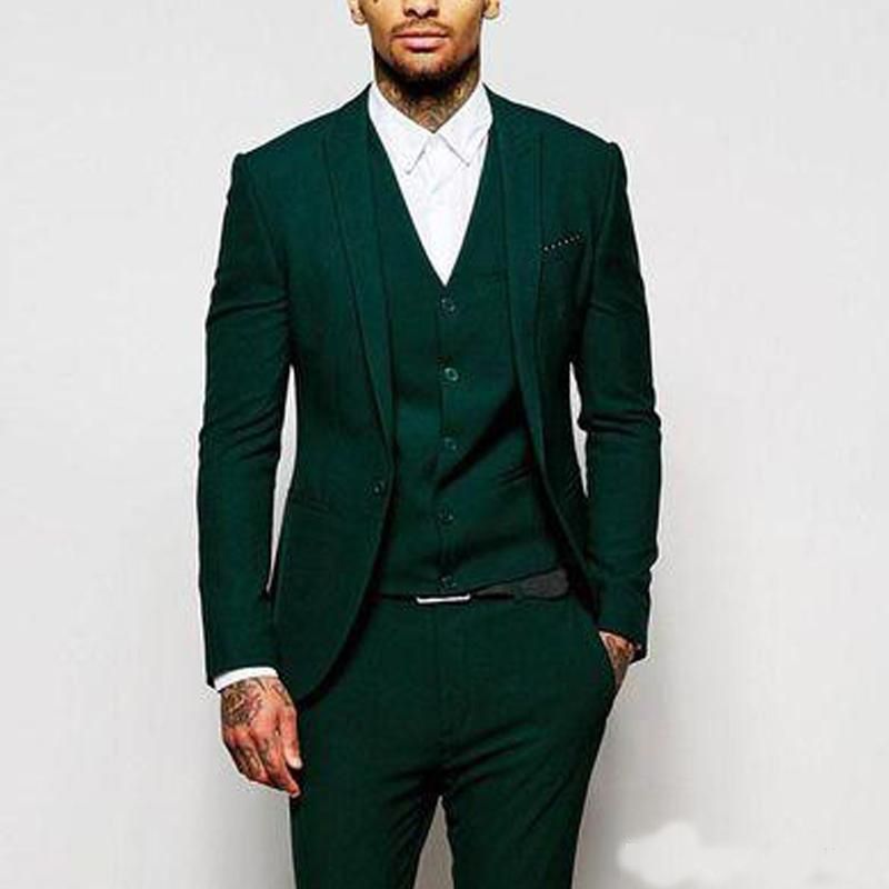 Acquista 2018 Abiti Da Uomo Formali Da Cerimonia Verde Abiti Da