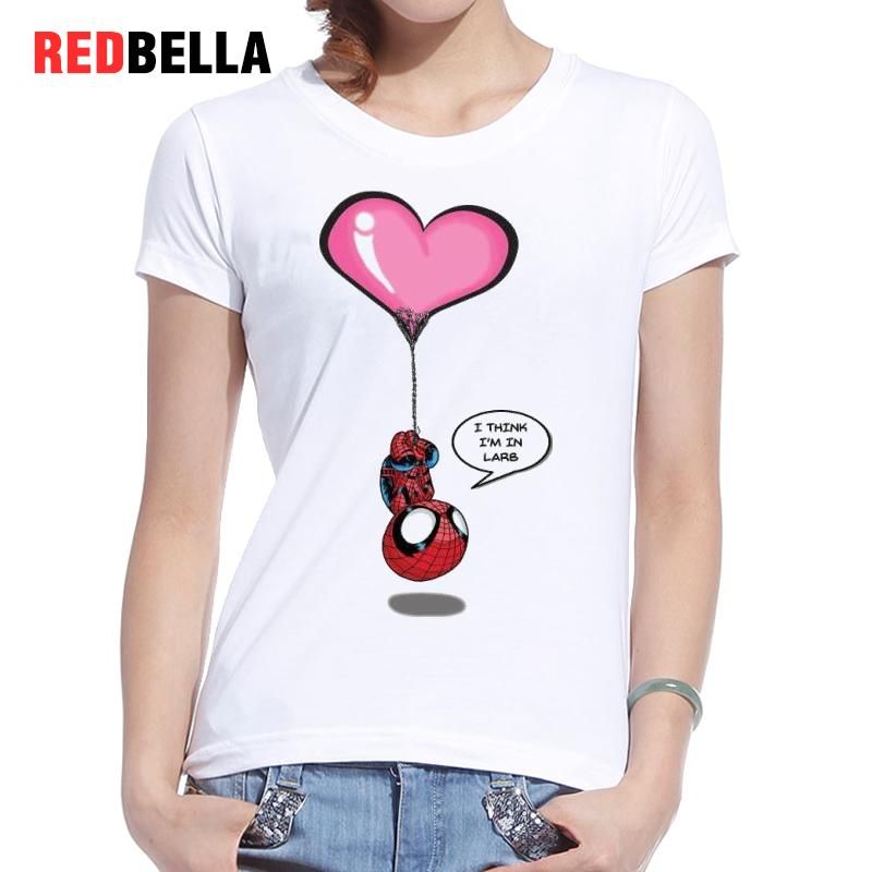 Camiseta de mujer Redbella Marvel Spiderman Camiseta Mujer Superhéroe Lindo  Corazón Encantador Kawaii Camisetas de Algodón