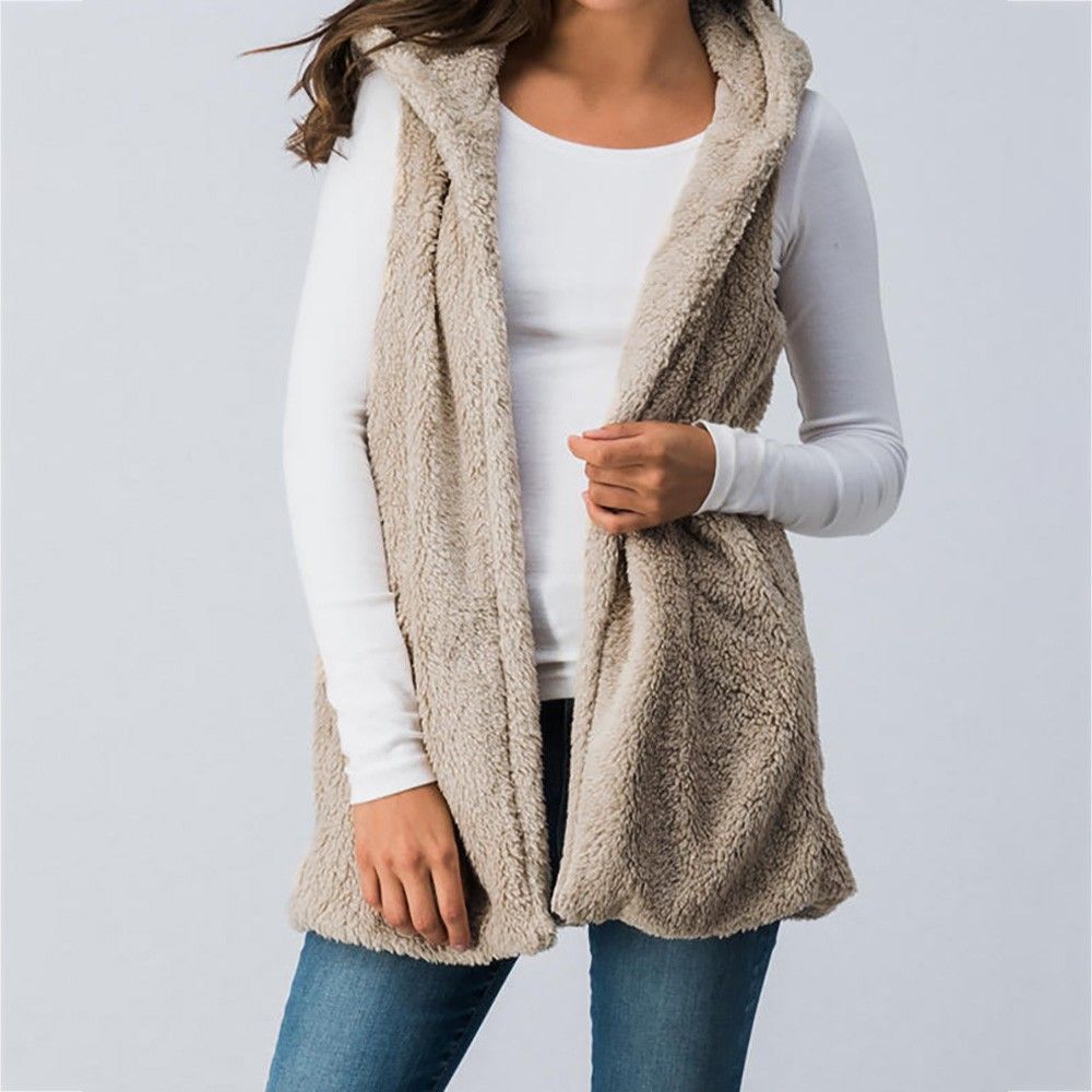 ISHOWTIENDA Mujeres Chaleco 2018 Chaleco Sin Mangas Mujeres Fur Chaleco de Invierno Chaqueta Gilet