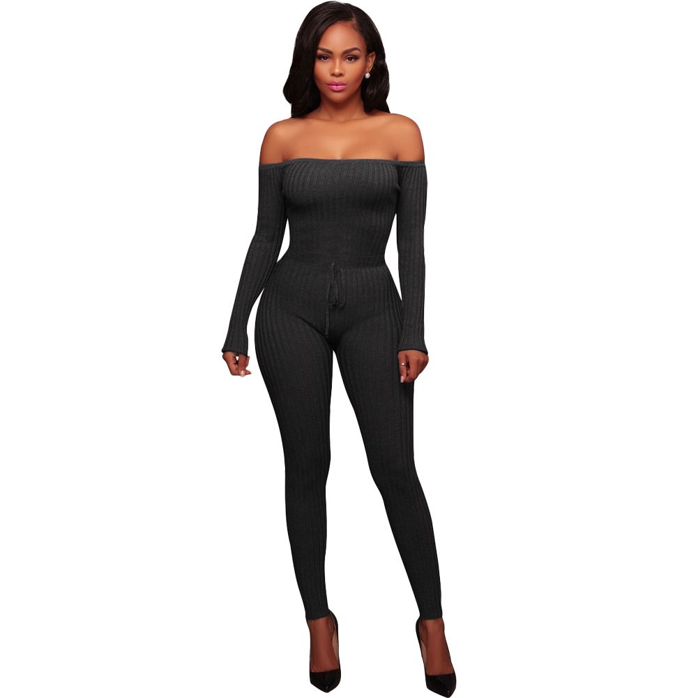 off the shoulder bodycon jumpsuit