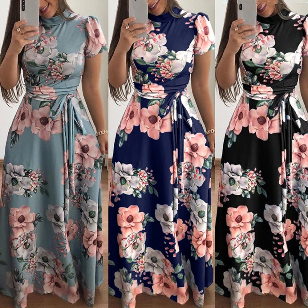 vestido longo floral barato