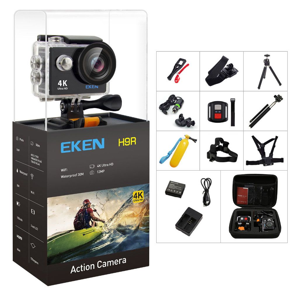 Eken doppio schermo 4K HD Sport Impermeabile Casco Azione Videocamera Telecomando 