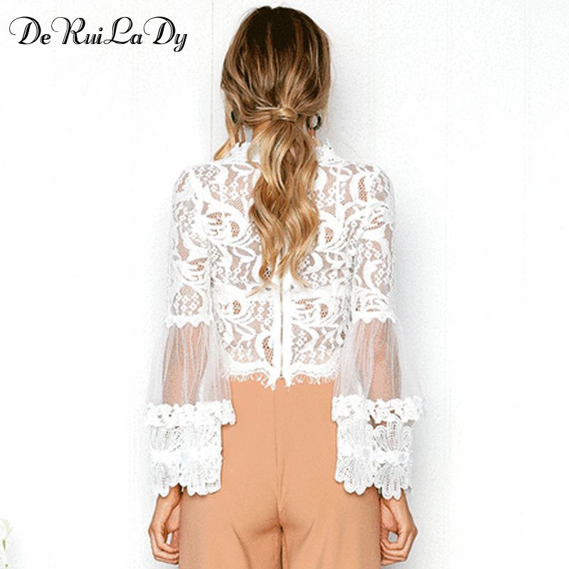 Acquistare DeRuiLaDy Sexy Scava Fuori Camicetta Di Pizzo Bianco Camicia  Donne Elegante Flare Manica Camicette Estive Femminile Manica Lunga Casual  Top Blusa Economico | Consegna Veloce E Qualità | DHgate Italy