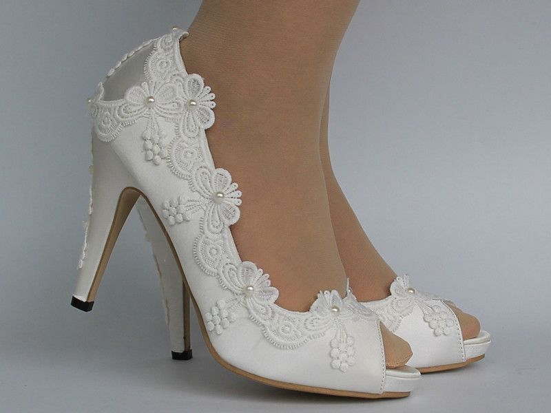 New Heels White Ivory Silk Lace Closed Toe Wedding Shoes Bride Pumps Size 35 42 Suede Shoes Pumps Shoes From Facai8866 47 28 Dhgate Com