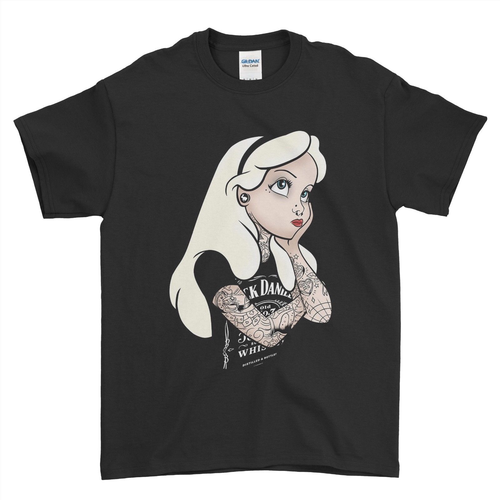 Gothic Punk Tattooed Princess Alice In Wonderland Wholesale Discount Men T Shirt Top Tee Cool Casual Pride T Shirt Men Unisex New Fashion Gothic Punk Tattooed Princess Alice In Wonderland Wholesale Discount Men T Shirt Top Tee Cool Casual Pride T Shirt Men Unisex New Fashion