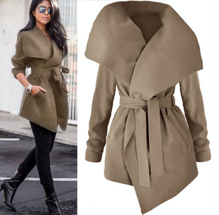 invierno elegante de las mujeres Trench Coat Ropa de abrigo suelta para dama buena