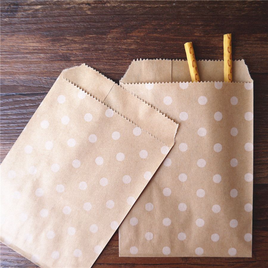 2020 15cm 10cm Polka Dot Kraft Craft Paper Popcorn Diy Bag Food