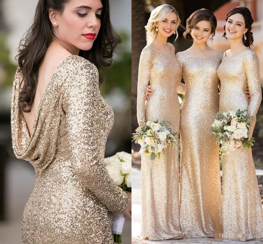 champagne sequin bridesmaid dresses
