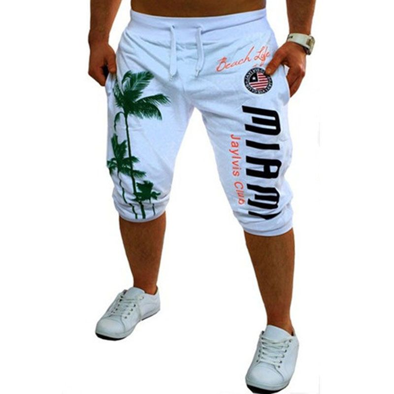 Pantalones de moda medias compresión de fitness hombres cortos hombres homme playa