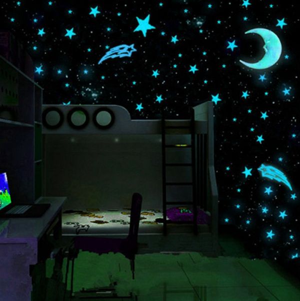 Hot Style Plastic Wall Stickers Luminous Stars Glow In The Dark Blue 3cm Room Decal Wall Decor Removable Wall Stickers For Baby Room Baby Room